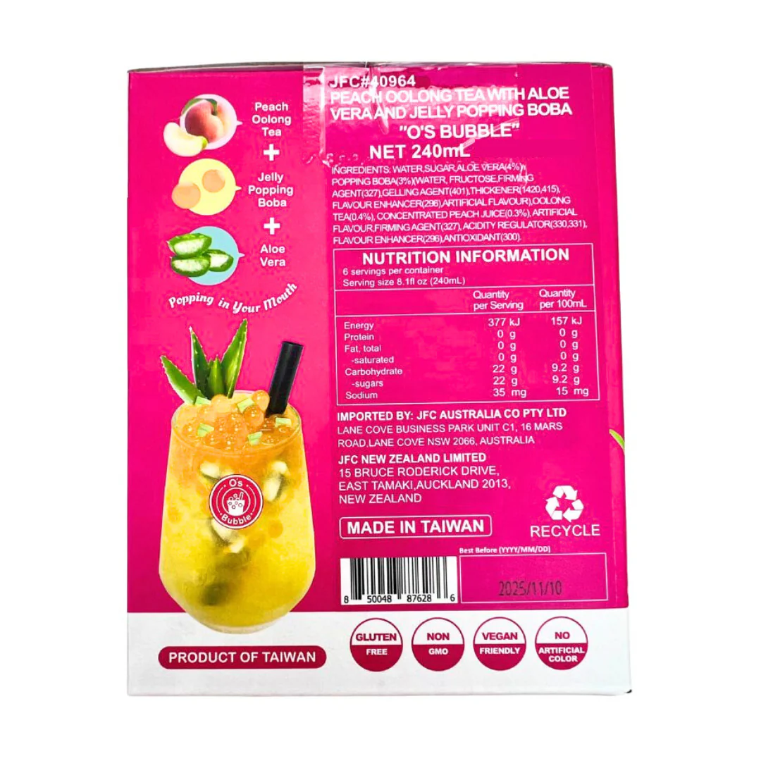 [ADL]O'S BUBBLE Peach Oolong Tea Can 240ml - Image 3