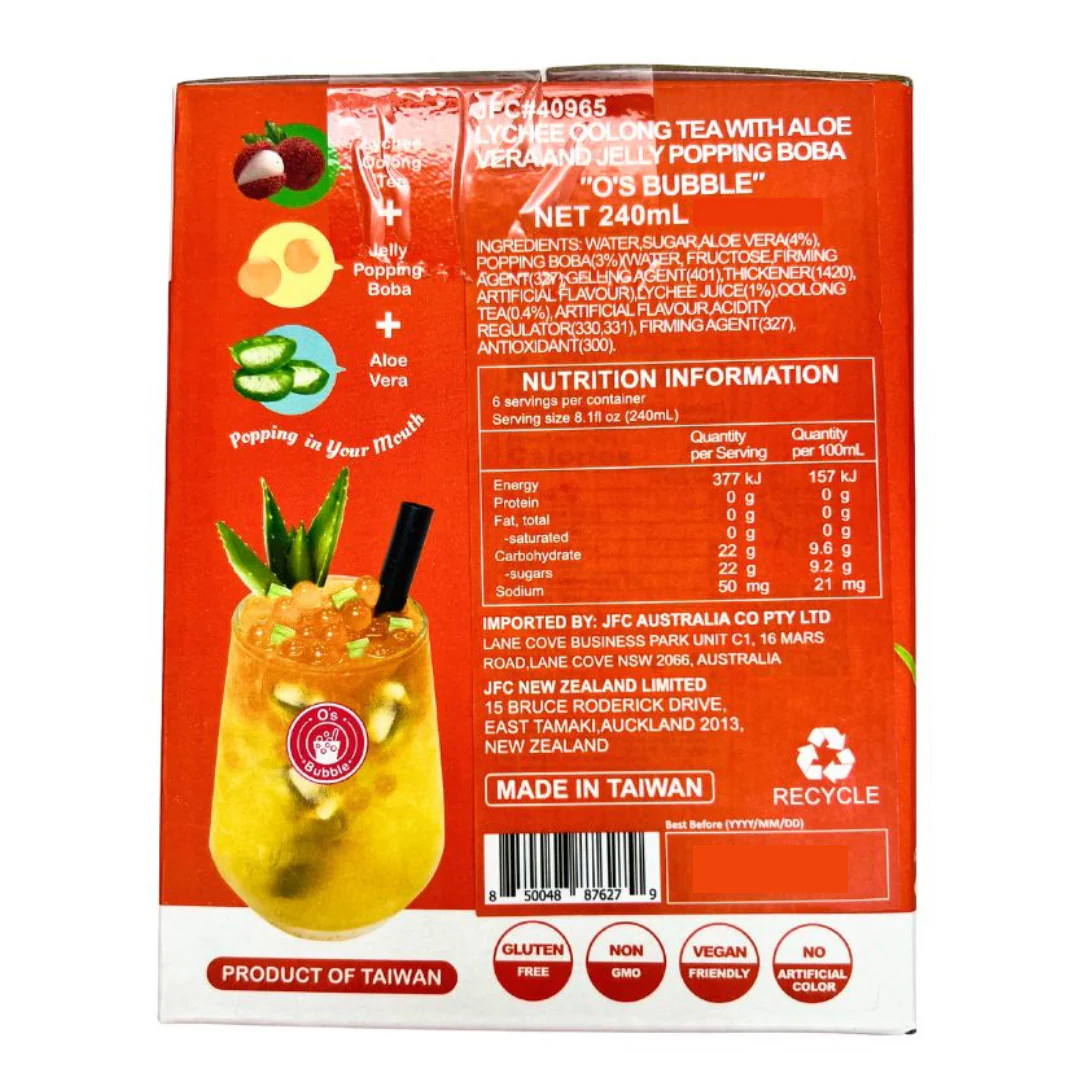 [ADL]O'S BUBBLE Lychee Oolong Tea Can 240ml - Image 3