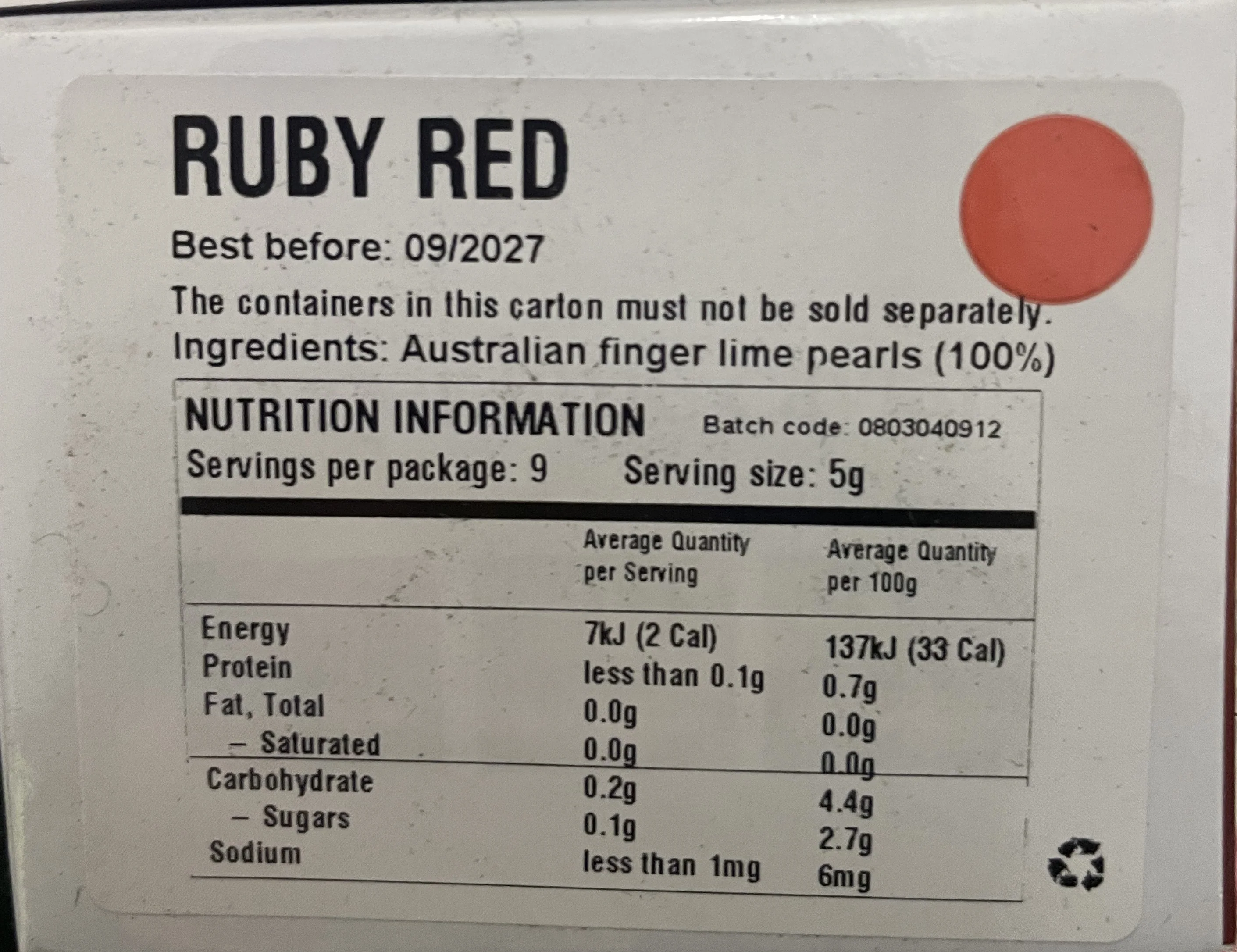 [SYD]Finger Lime Ruby Red 45g - Image 2