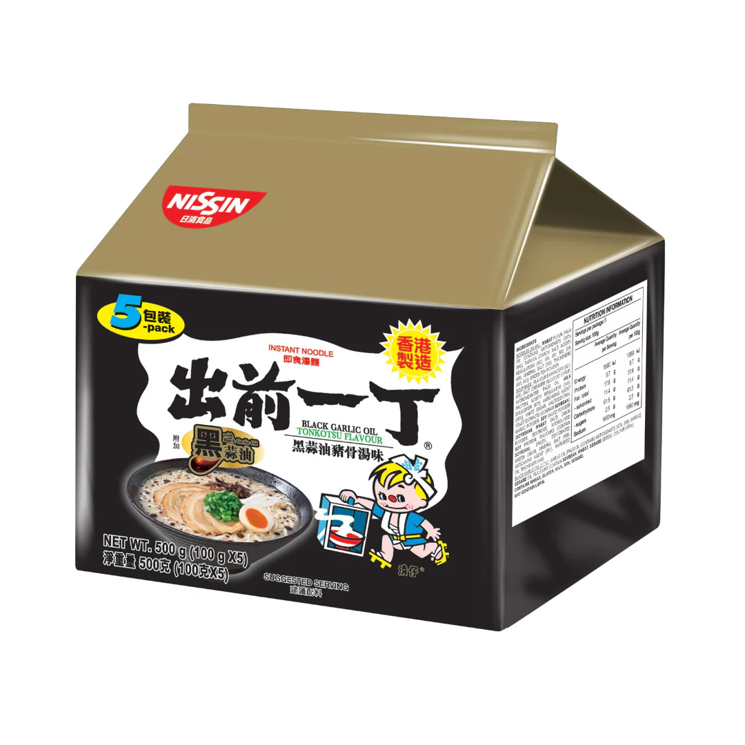 [SYD]NISSIN Demae Ramen Black Garlic Oil Tonkotsu Flavour 5pkt 500g
